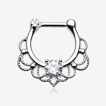 Turan Sparkle Septum Clicker Ring-Clear Gem